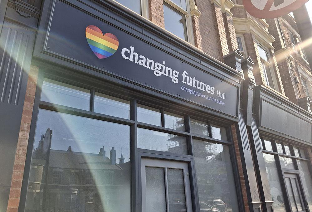 A photograph taken outside of the changing futures community safety hub
