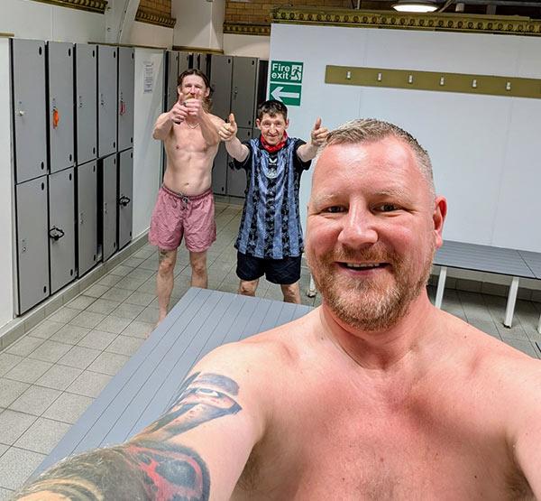 A photograph of the residents on the swimming trip