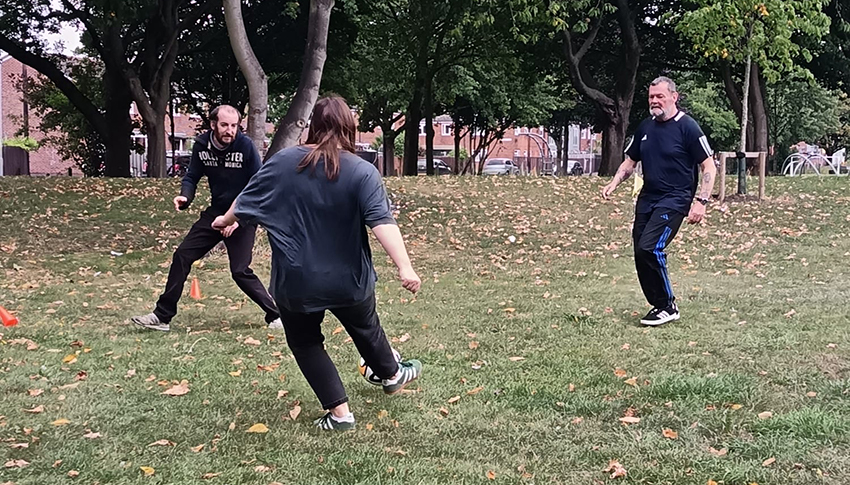 A photograph of the sports day taking place